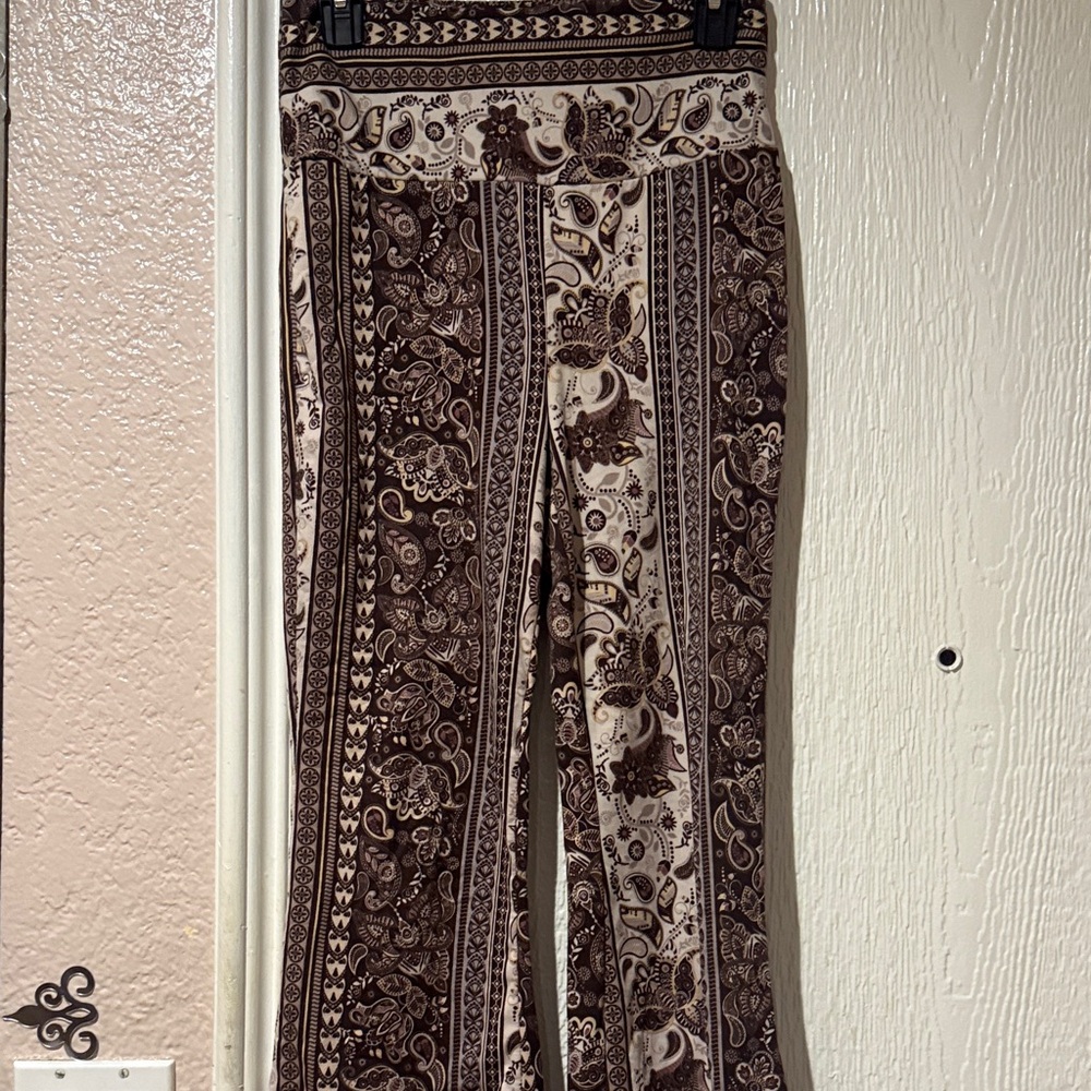 Shosho Brown and Cream Patterned Leggings